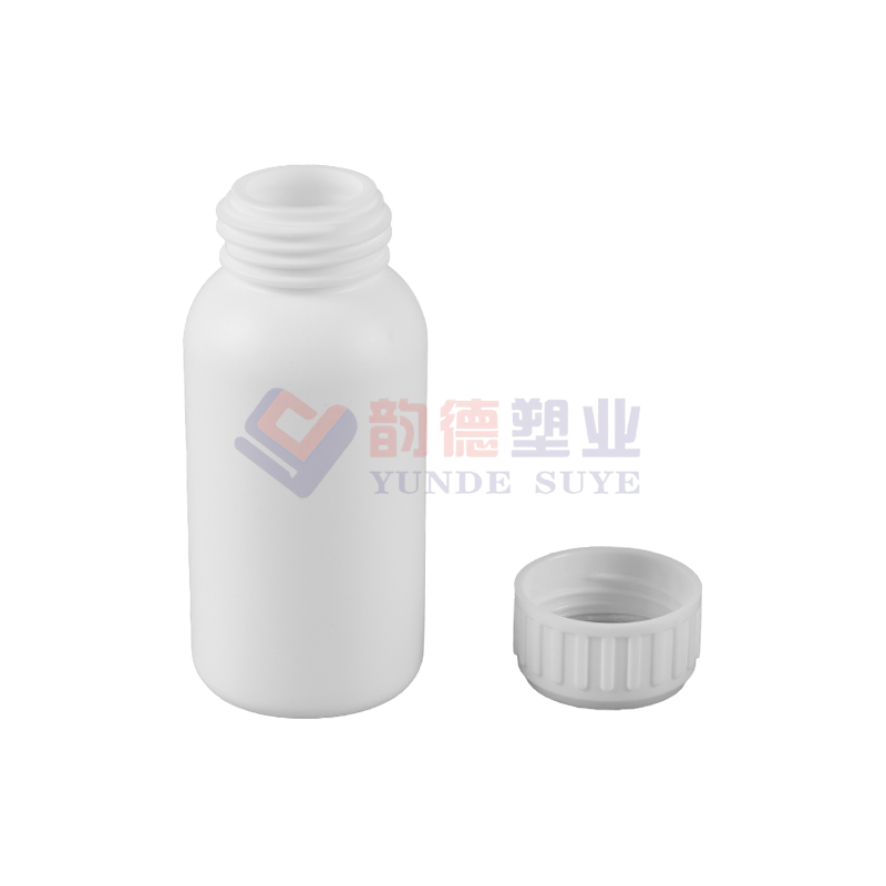 Pure White Plastic Fluorinated Round Bottle 100ml-02